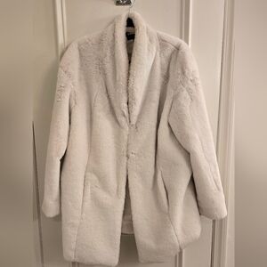 Express Faux Fur Knee Length Coat Size Large